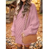 image:imageANRABESS Womens Sweater Dress Oversized Cable Knit Chunky Long Sleeve Short Dresses 2026 Fall Outfits Vacation Winter ClothesRed Pink