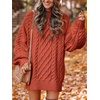 image:imageANRABESS Womens Sweater Dress Oversized Cable Knit Chunky Long Sleeve Short Dresses 2026 Fall Outfits Vacation Winter ClothesRust Orange