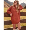 image:imageANRABESS Womens Sweater Dress Oversized Cable Knit Chunky Long Sleeve Short Dresses 2026 Fall Outfits Vacation Winter ClothesRust Orange