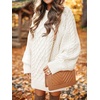 image:imageANRABESS Womens Sweater Dress Oversized Cable Knit Chunky Long Sleeve Short Dresses 2026 Fall Outfits Vacation Winter ClothesWhite