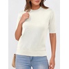 image:imageANRABESS Wool Blend Short Sleeve Sweaters for Women  Lightweight Soft knit Pullover Crew Neck Half Sleeve Work Business Casual Outfits Summer Spring Fall ShirtsCream White