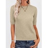 image:imageANRABESS Wool Blend Short Sleeve Sweaters for Women  Lightweight Soft knit Pullover Crew Neck Half Sleeve Work Business Casual Outfits Summer Spring Fall ShirtsAlmond