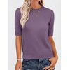 image:imageANRABESS Wool Blend Short Sleeve Sweaters for Women  Lightweight Soft knit Pullover Crew Neck Half Sleeve Work Business Casual Outfits Summer Spring Fall ShirtsGrey Purple