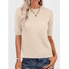 image:imageANRABESS Wool Blend Short Sleeve Sweaters for Women  Lightweight Soft knit Pullover Crew Neck Half Sleeve Work Business Casual Outfits Summer Spring Fall ShirtsParchment