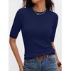 image:imageANRABESS Wool Blend Short Sleeve Sweaters for Women  Lightweight Soft knit Pullover Crew Neck Half Sleeve Work Business Casual Outfits Summer Spring Fall ShirtsNavy Blue