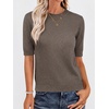 image:imageANRABESS Wool Blend Short Sleeve Sweaters for Women  Lightweight Soft knit Pullover Crew Neck Half Sleeve Work Business Casual Outfits Summer Spring Fall ShirtsDrak Taupe