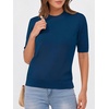 image:imageANRABESS Wool Blend Short Sleeve Sweaters for Women  Lightweight Soft knit Pullover Crew Neck Half Sleeve Work Business Casual Outfits Summer Spring Fall ShirtsDark Teal