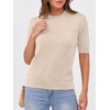 image:imageANRABESS Wool Blend Short Sleeve Sweaters for Women  Lightweight Soft knit Pullover Crew Neck Half Sleeve Work Business Casual Outfits Summer Spring Fall ShirtsParchment