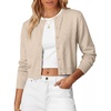 image:imageANRABAESS Womens Cropped Cardigan Sweater  Lightweight Soft KnitLong Sleeve Crew Neck Button DownDressy Cute Versatile OutfitsSpring FallBusiness Casual Work TravelAlmond