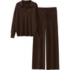 image:imageANRABESS Women Two Piece Outfits Sweater Sets Lounge Waffle Knit Pullover Matching Wide Leg Pants Tracksuit 2026 Fall FashionChocola