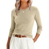 image:imageANRABESS Womens Lightweight Wool Blend Fitted Sweaters  Soft KnitSlimLong Sleeve Crewneck Pullover TopClassic BasicBusiness Casual Work OfficeFall Spring Transition ClothesAlmond