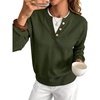 image:imageANRABESS Womens Long Sleeve Lightweight Pullover SweatersArmy GreenS  2 in 1 Fake Layer Crew Neck Soft Skin Friendly Button Sweater Tops Business Casual Office Daily Knit Outfit for Fall Winter