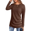 image:imageANRABESS Womens Long Sleeve Tunic Top 2026 Fall Sweaters Lightweight Ribbed Knit Buttons Shirts Casual Work OutfitsBrown
