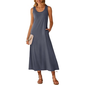 image:imageANRABESS Maxi Dresses for WomenScoop Neck Sleeveless Long Tank DressSummer Casual Sundress for BeachTravel amp VacationDeep Grey