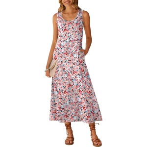 image:imageANRABESS Maxi Dresses for WomenScoop Neck Sleeveless Long Tank DressSummer Casual Sundress for BeachTravel amp VacationFloral Blue Pink