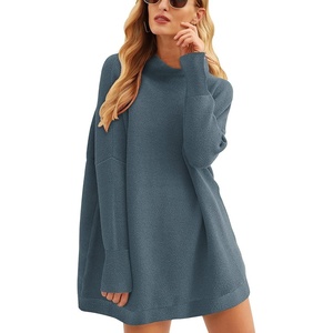 image:imageANRABESS Women Oversized Casual Loose Turtleneck Long Sleeve Slouchy Baggy Knit Tunic Sweaters Pullover 2026 Fall OutfitsNavy Blue