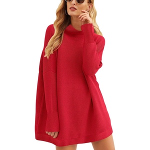 image:imageANRABESS Women Oversized Casual Loose Turtleneck Long Sleeve Slouchy Baggy Knit Tunic Sweaters Pullover 2026 Fall OutfitsRed