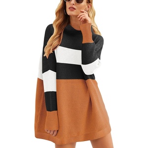 image:imageANRABESS Women Oversized Casual Loose Turtleneck Long Sleeve Slouchy Baggy Knit Tunic Sweaters Pullover 2026 Fall OutfitsStripe Orange