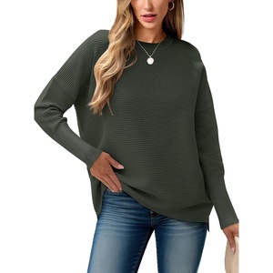 image:imageANRABESS Womens Oversized Batwing Long Sleeve Ribbed Knit Sweaters 2026 Fall OutfitsArmy Green