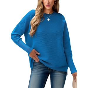 image:imageANRABESS Womens Oversized Batwing Long Sleeve Ribbed Knit Sweaters 2026 Fall OutfitsRoyal Blue