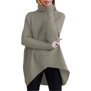 image:imageANRABESS Womens Oversized Turtleneck Batwing Long Sleeve Casual Cozy Baggy Knit Pullover Tunic Sweater 2026 Fall OutfitsGray Coffee