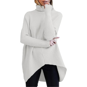 image:imageANRABESS Womens Oversized Turtleneck Batwing Long Sleeve Casual Cozy Baggy Knit Pullover Tunic Sweater 2026 Fall OutfitsGrey