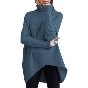 image:imageANRABESS Womens Oversized Turtleneck Batwing Long Sleeve Casual Cozy Baggy Knit Pullover Tunic Sweater 2026 Fall OutfitsIndigo