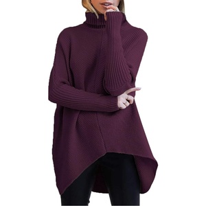 image:imageANRABESS Womens Oversized Turtleneck Batwing Long Sleeve Casual Cozy Baggy Knit Pullover Tunic Sweater 2026 Fall OutfitsPurple