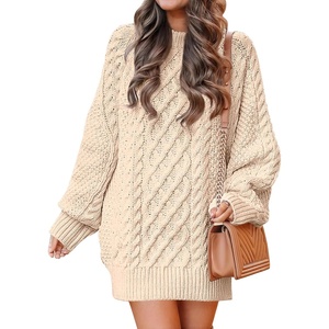 image:imageANRABESS Womens Sweater Dress Oversized Cable Knit Chunky Long Sleeve Short Dresses 2026 Fall Outfits Vacation Winter ClothesApricot