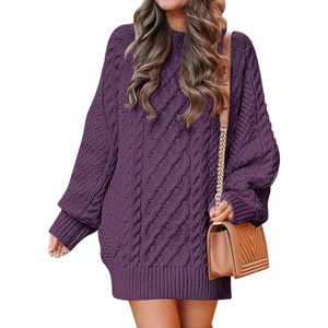 image:imageANRABESS Womens Sweater Dress Oversized Cable Knit Chunky Long Sleeve Short Dresses 2026 Fall Outfits Vacation Winter ClothesPurple