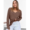 image:imageANRABESS Ribbed V Neck Long Sleeve Shirts for Women  Soft lightweight Sweaters Loose Fit Office Work Casual Daily Wear Tunic 2026 Fall Winter Transition OutfitsDark Brown