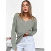 image:imageANRABESS Ribbed V Neck Long Sleeve Shirts for Women  Soft lightweight Sweaters Loose Fit Office Work Casual Daily Wear Tunic 2026 Fall Winter Transition OutfitsLight Green