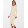 image:imageANRABESS Womens 2026 Fall Long Sleeve Midi Dress Ribbed Knit Bodycon Fitted Button Down Wedding Guest Slit Sweater DressesBeige