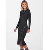 image:imageANRABESS Womens 2026 Fall Long Sleeve Midi Dress Ribbed Knit Bodycon Fitted Button Down Wedding Guest Slit Sweater DressesBlack