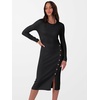 image:imageANRABESS Womens 2026 Fall Long Sleeve Midi Dress Ribbed Knit Bodycon Fitted Button Down Wedding Guest Slit Sweater DressesBlack