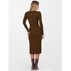 image:imageANRABESS Womens 2026 Fall Long Sleeve Midi Dress Ribbed Knit Bodycon Fitted Button Down Wedding Guest Slit Sweater DressesBrown