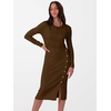 image:imageANRABESS Womens 2026 Fall Long Sleeve Midi Dress Ribbed Knit Bodycon Fitted Button Down Wedding Guest Slit Sweater DressesBrown