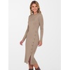 image:imageANRABESS Womens 2026 Fall Long Sleeve Midi Dress Ribbed Knit Bodycon Fitted Button Down Wedding Guest Slit Sweater DressesTan