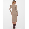 image:imageANRABESS Womens 2026 Fall Long Sleeve Midi Dress Ribbed Knit Bodycon Fitted Button Down Wedding Guest Slit Sweater DressesTan
