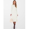image:imageANRABESS Womens 2026 Fall Long Sleeve Midi Dress Ribbed Knit Bodycon Fitted Button Down Wedding Guest Slit Sweater DressesWhite