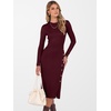 image:imageANRABESS Womens 2026 Fall Long Sleeve Midi Dress Ribbed Knit Bodycon Fitted Button Down Wedding Guest Slit Sweater DressesWine Red
