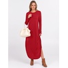 image:imageANRABESS Womens Long Sleeve Maxi Dresses 2026 Fall Outfits Casual Loose Split Travel Vacation T Shirt Dress with PocketsBright Red
