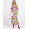image:imageANRABESS Womens Long Sleeve Maxi Dresses 2026 Fall Outfits Casual Loose Split Travel Vacation T Shirt Dress with PocketsFloral Blue Orange Pink