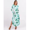 image:imageANRABESS Womens Long Sleeve Maxi Dresses 2026 Fall Outfits Casual Loose Split Travel Vacation T Shirt Dress with PocketsFloral Green White