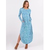 image:imageANRABESS Womens Long Sleeve Maxi Dresses 2026 Fall Outfits Casual Loose Split Travel Vacation T Shirt Dress with PocketsFloral Light Blue White