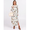 image:imageANRABESS Womens Long Sleeve Maxi Dresses 2026 Fall Outfits Casual Loose Split Travel Vacation T Shirt Dress with PocketsFloral Pink White