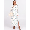 image:imageANRABESS Womens Long Sleeve Maxi Dresses 2026 Fall Outfits Casual Loose Split Travel Vacation T Shirt Dress with PocketsFloral White Blue