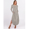 image:imageANRABESS Womens Long Sleeve Maxi Dresses 2026 Fall Outfits Casual Loose Split Travel Vacation T Shirt Dress with PocketsKhaki Polka Dot