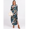 image:imageANRABESS Womens Long Sleeve Maxi Dresses 2026 Fall Outfits Casual Loose Split Travel Vacation T Shirt Dress with PocketsLeaf Printed