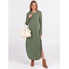 image:imageANRABESS Womens Long Sleeve Maxi Dresses 2026 Fall Outfits Casual Loose Split Travel Vacation T Shirt Dress with PocketsSage Green